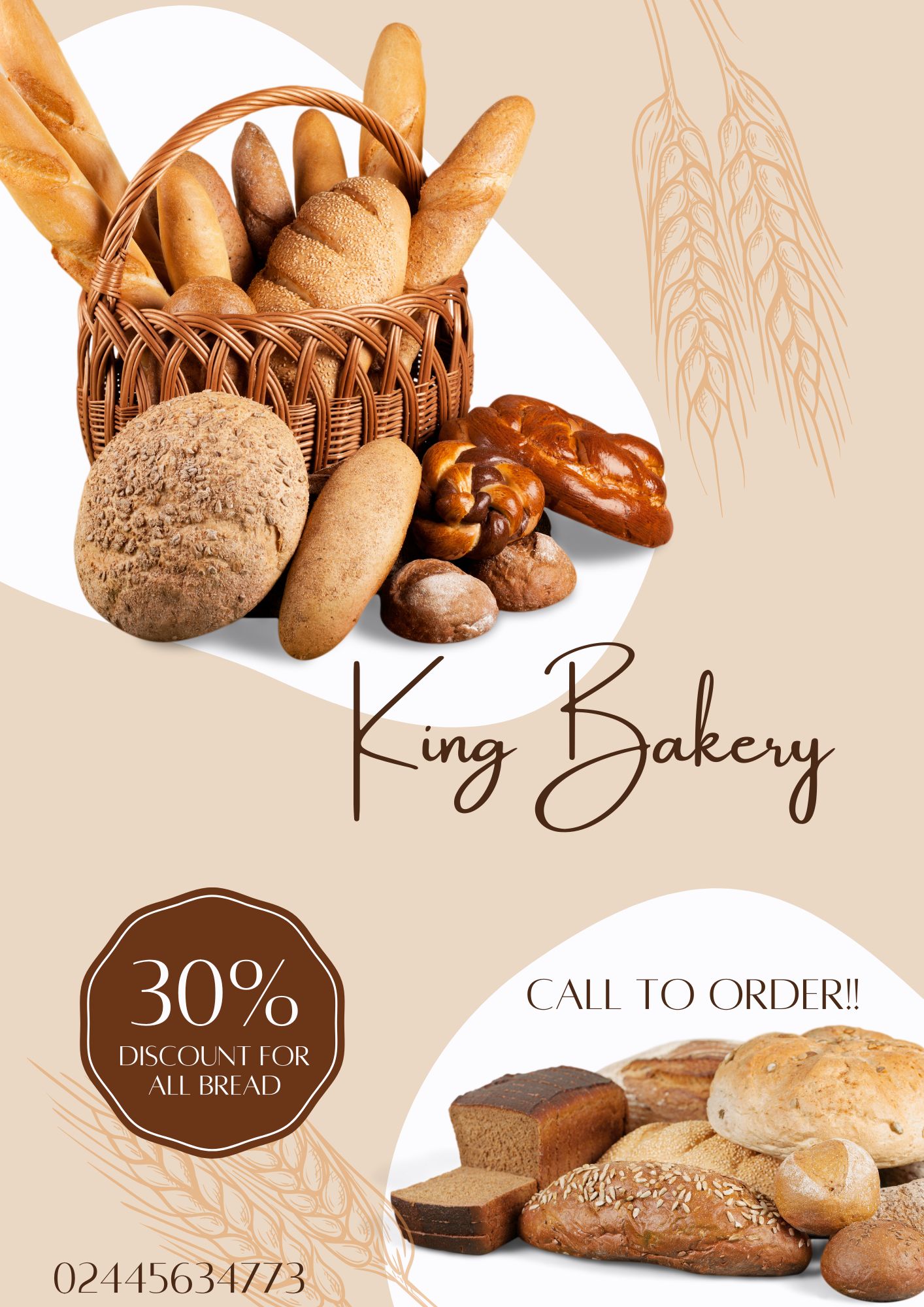 relic branding services - bread bakery flyer for discount and promotion